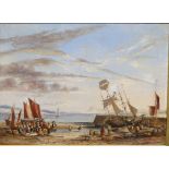 English Maritime School (19th century) Running Repairs, oil on canvas, 44cm x 59.5cm