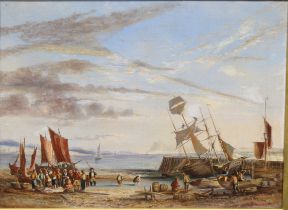 English Maritime School (19th century) Running Repairs, oil on canvas, 44cm x 59.5cm