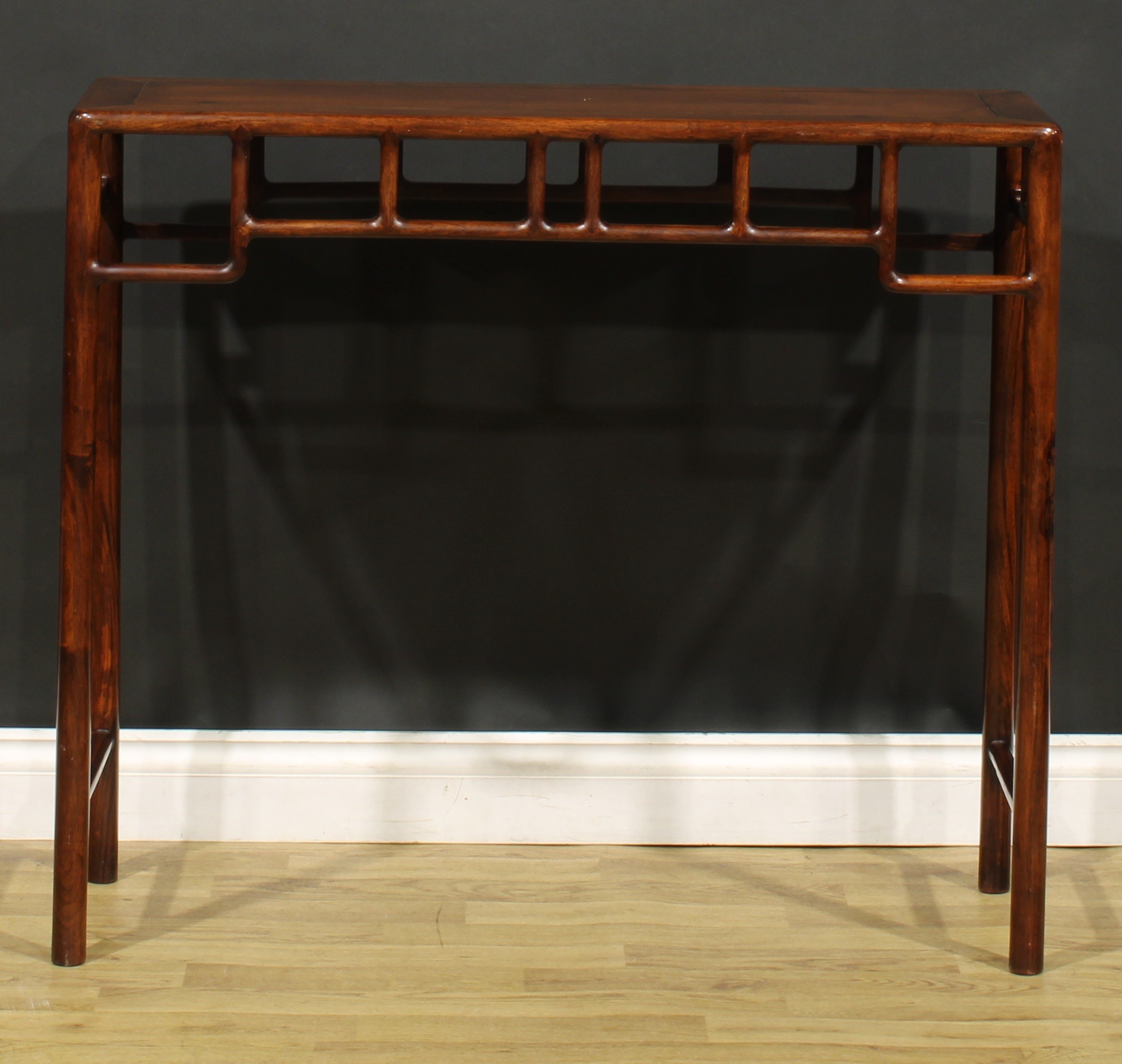 A Chinese hardwood side or altar table, of domestic proportions, rectangular top above a deep - Image 2 of 5