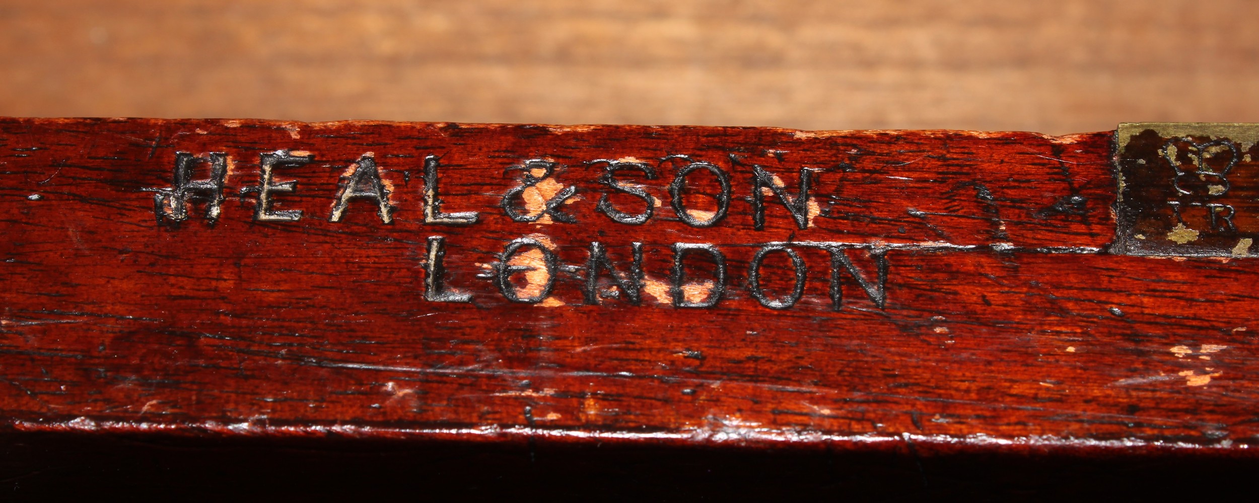 A late Victorian mahogany twin pedestal desk, by Heal & Son, London, rectangular top above an - Image 7 of 7
