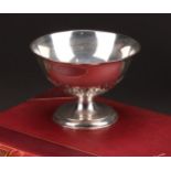 A 19th century silver pedestal bowl, leafy cut-card socle, domed circular base, 15.5cm diam,
