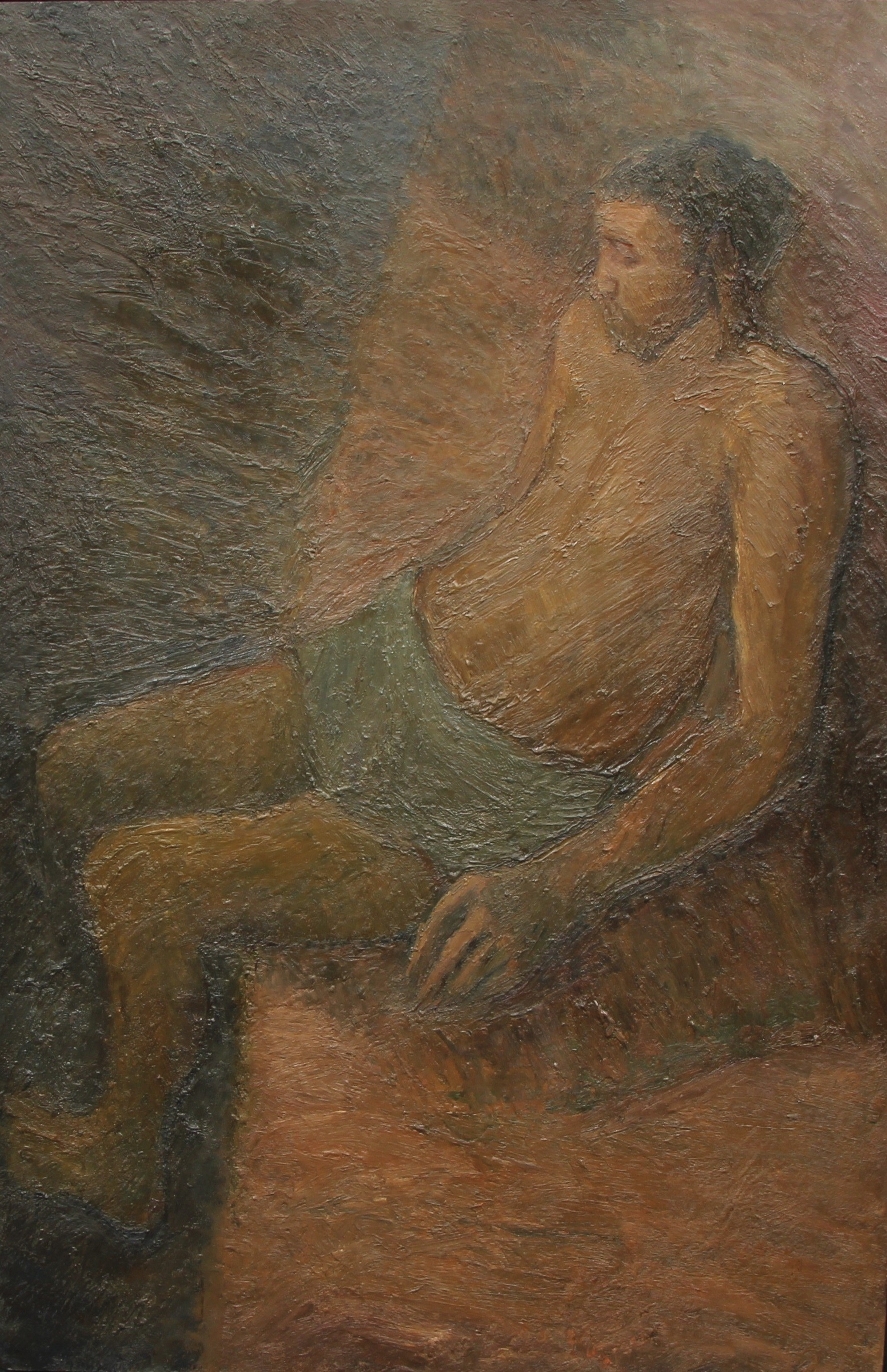 Patrick Procktor RA (1936 – 2003) Portrait of a Man, full-length, seated, nude but for his draped