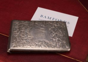 A Victorian silver rectangular aide memoir, sprung-hinged cover enclosing provision for a note