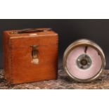 A Boddy & Ridewood pigeon racing clock timer, the case numbered 52053, 17.5cm diameter, oak case,