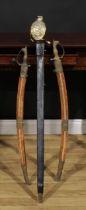 A French sword, in 18th century style but later, 86cm straight fullered blade, substantial brass