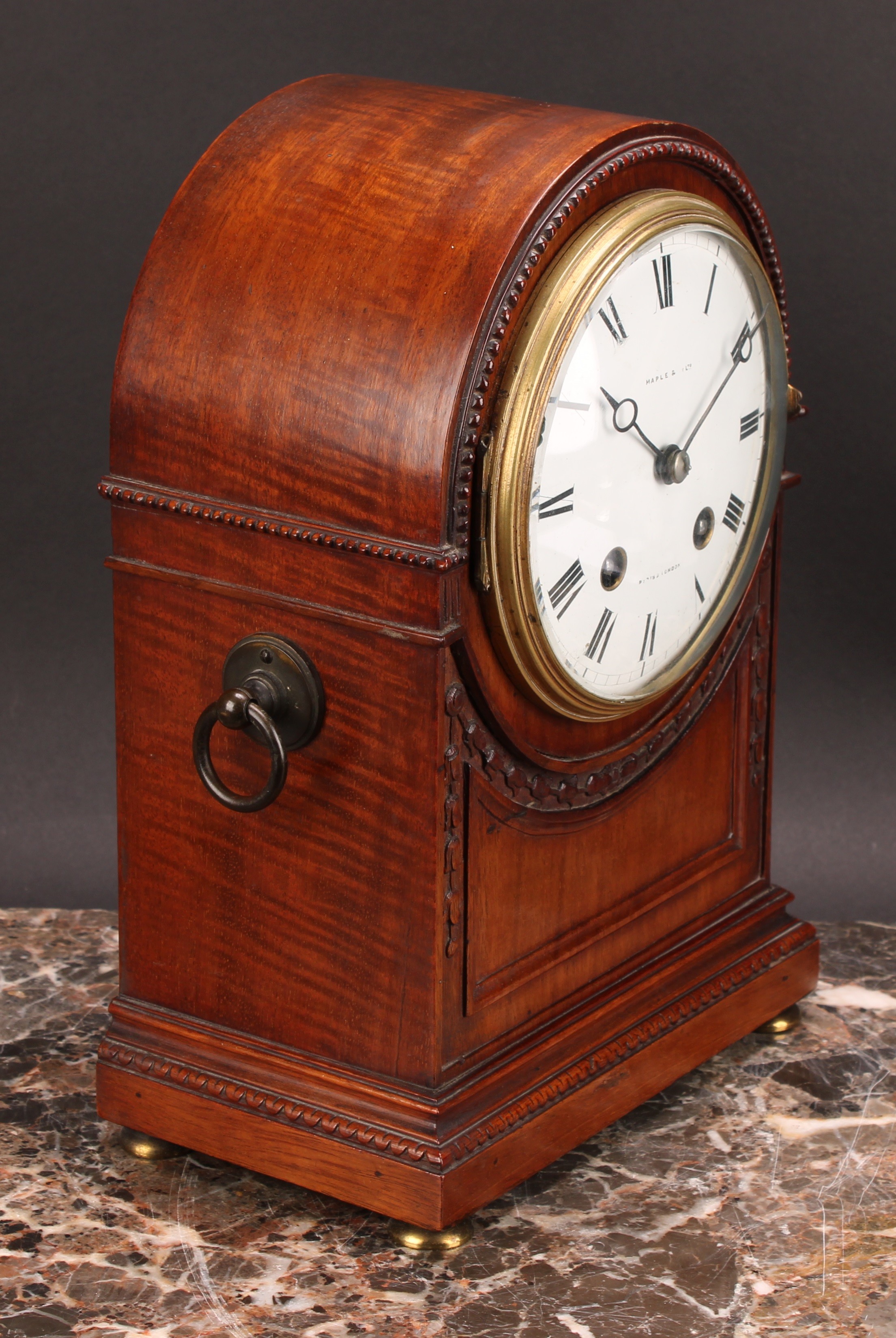 A Regency Revival mahogany mantel clock, 13cm circular enamel dial inscribed MAPLE & (CO) LTD, PARIS - Image 2 of 5