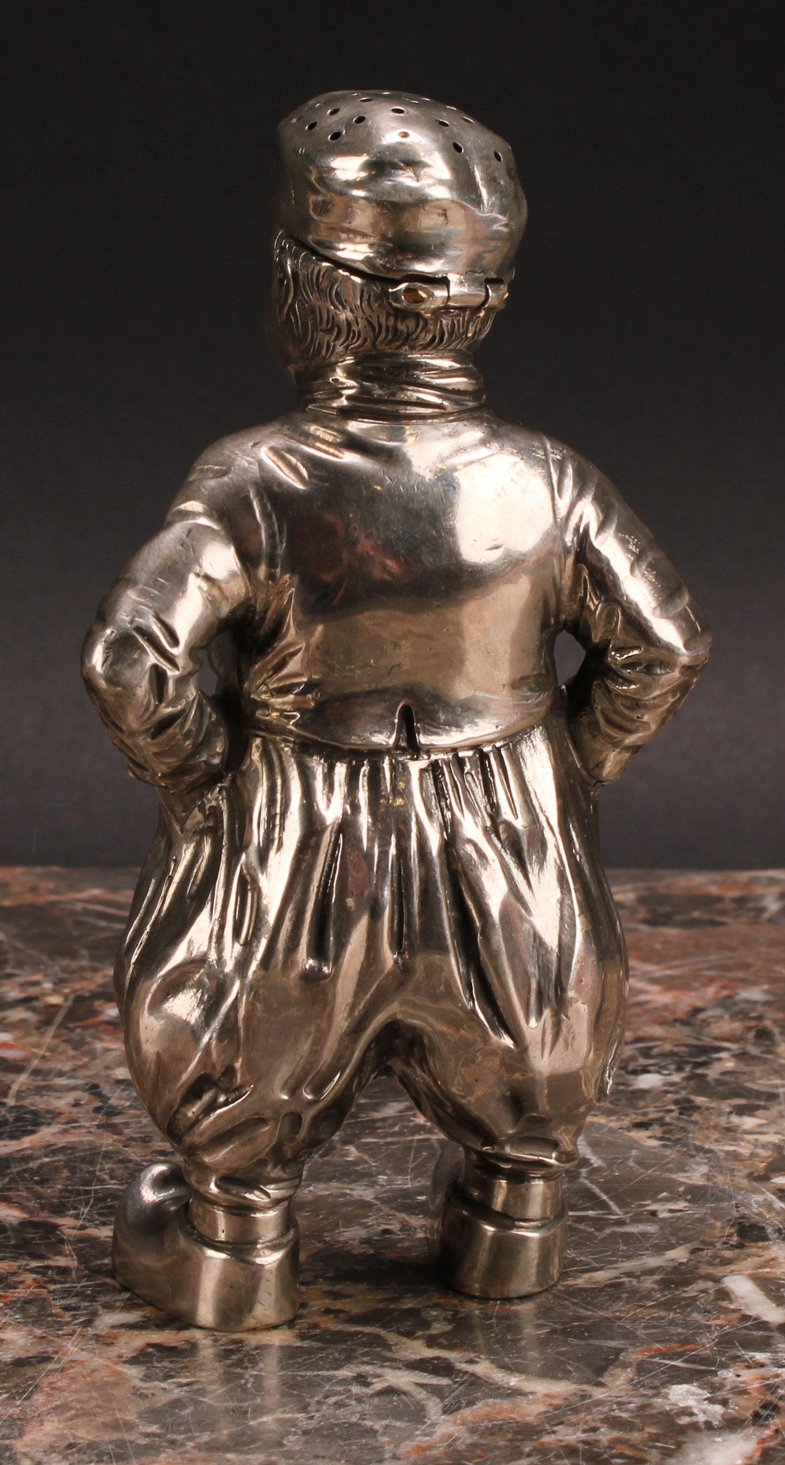 A German cast silver novelty pepper, as a young Dutch boy, he stands, with hands in pockets, 12. - Image 4 of 5