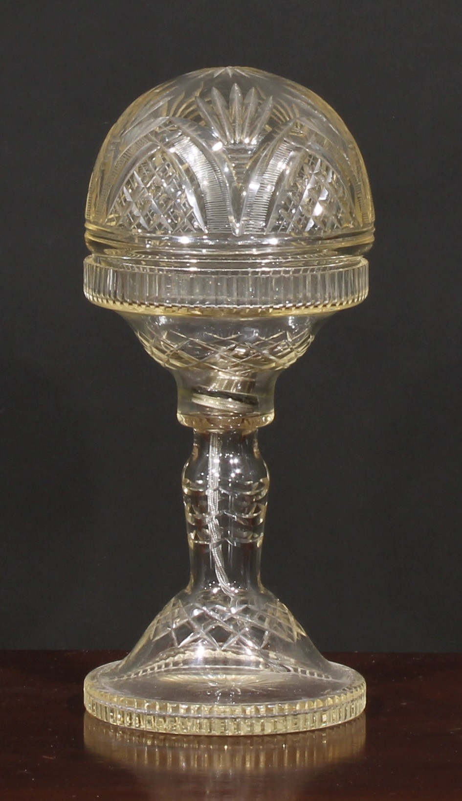 A mid 20th century cut glass mushroom table lamp, 44cm high; another, smaller, 33cm high (2) - Image 3 of 3
