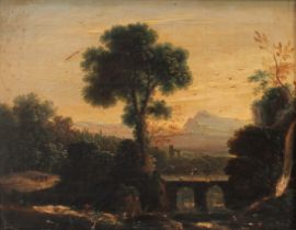 Italian School (19th century) Extensive Landscape With Ruins, oil on canvas, 18cm x 23.5cm