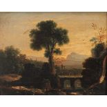 Italian School (19th century) Extensive Landscape With Ruins, oil on canvas, 18cm x 23.5cm