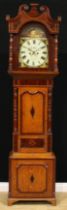 A George/William IV oak and mahogany longcase clock, 33cm arched painted dial inscribed W.