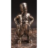 A German cast silver novelty pepper, as a young Dutch boy, he stands, with hands in pockets, 12.