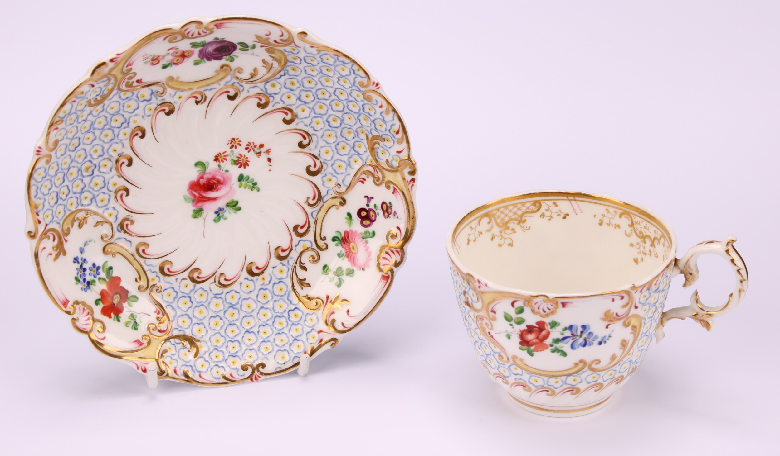 A H & R Daniel Mayflower tea cup and saucer, pattern no.4630, the saucer 14.5cm diam, c.1828-30 - Image 3 of 8