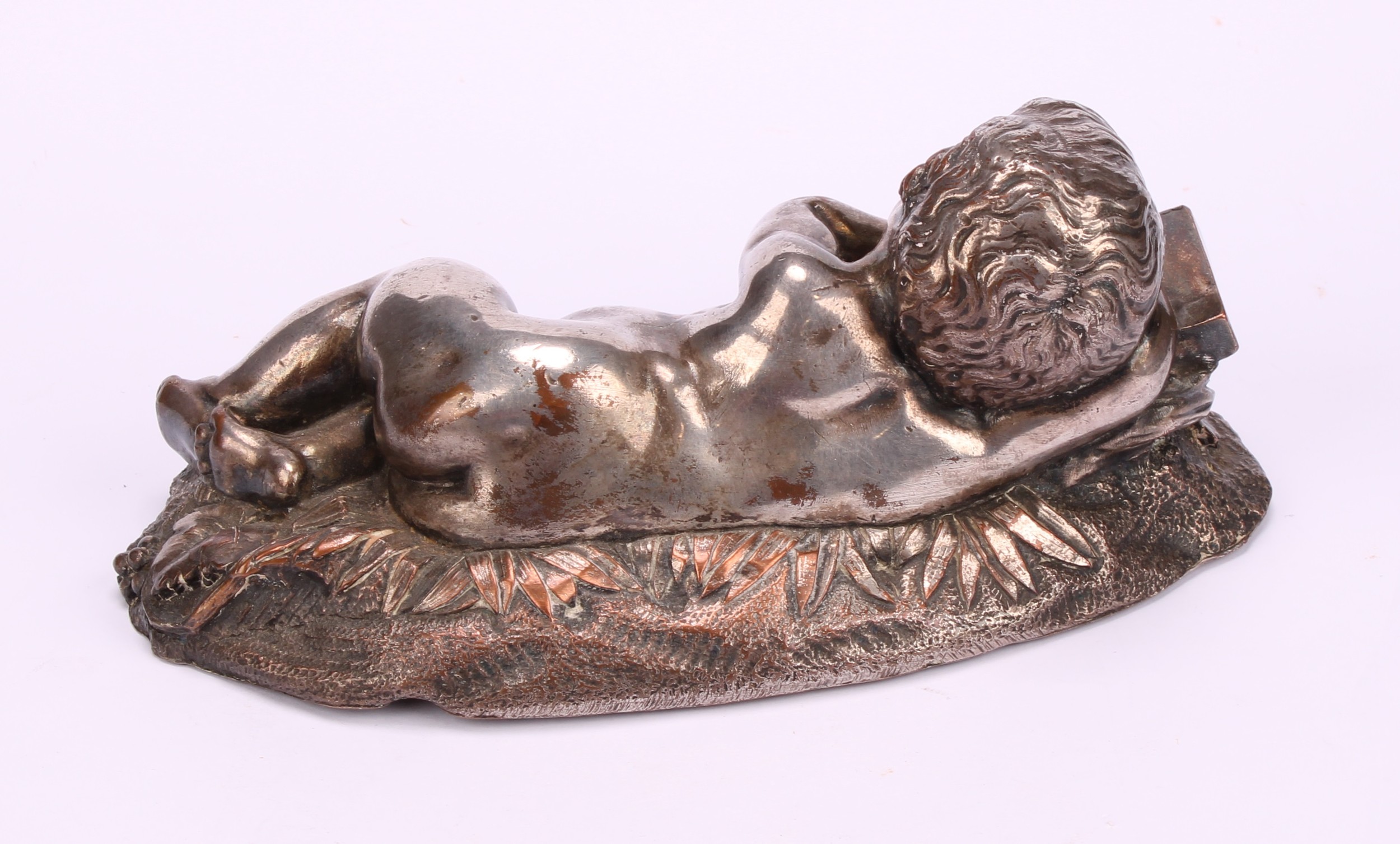 French School, late 19th century, a gilt bronze, Grape Picker, 13cm high; a silvered model, Sleeping - Image 10 of 13