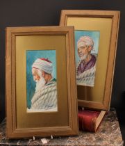 Orientalist School (early 20th century) a pair, Moorish Gentleman, indistinctly signed,