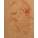 Old Master School Bearded Man, red chalk drawing, 27.5cm x 21.5cm