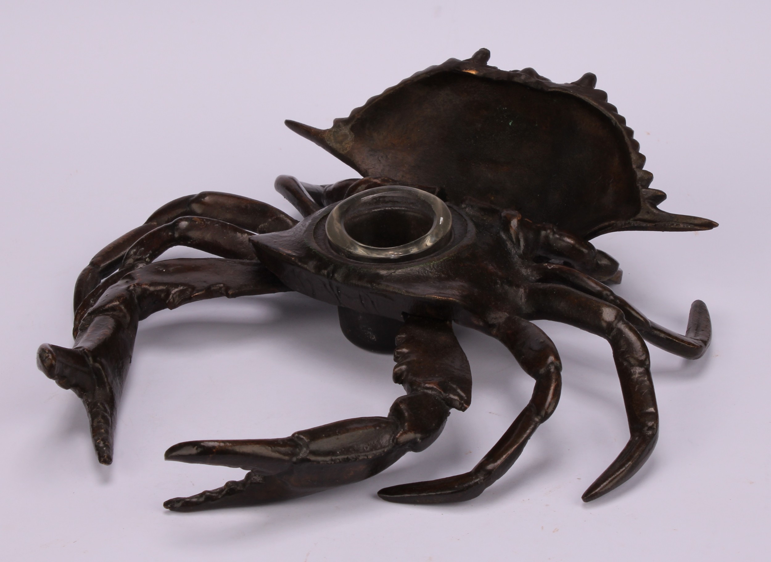 A bronze novelty inkwell, cast as a crab, 18cm wide - Image 4 of 4