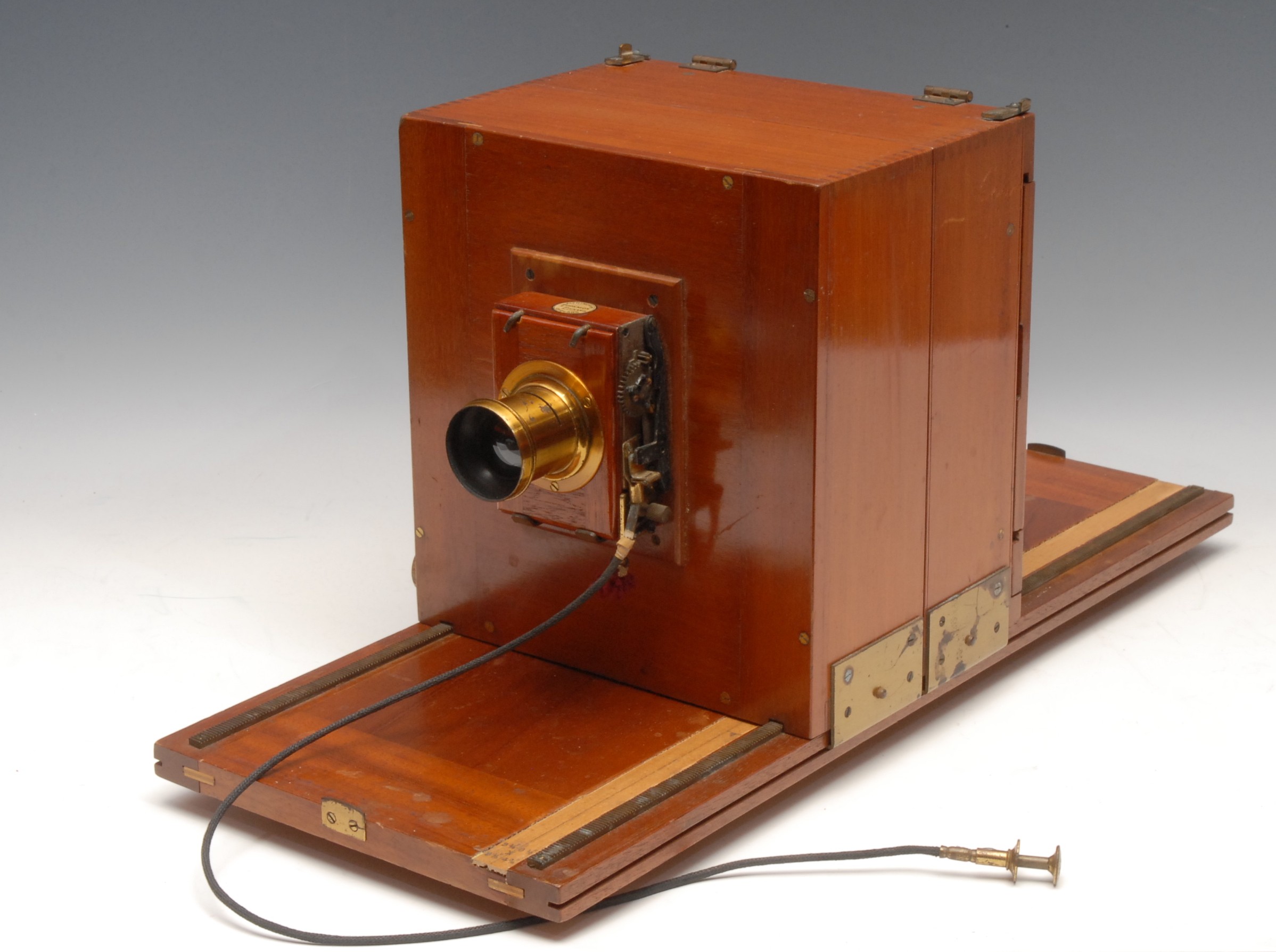 Photography - An unusual Watson mahogany and brass half plate tailboard field camera, the - Image 2 of 5