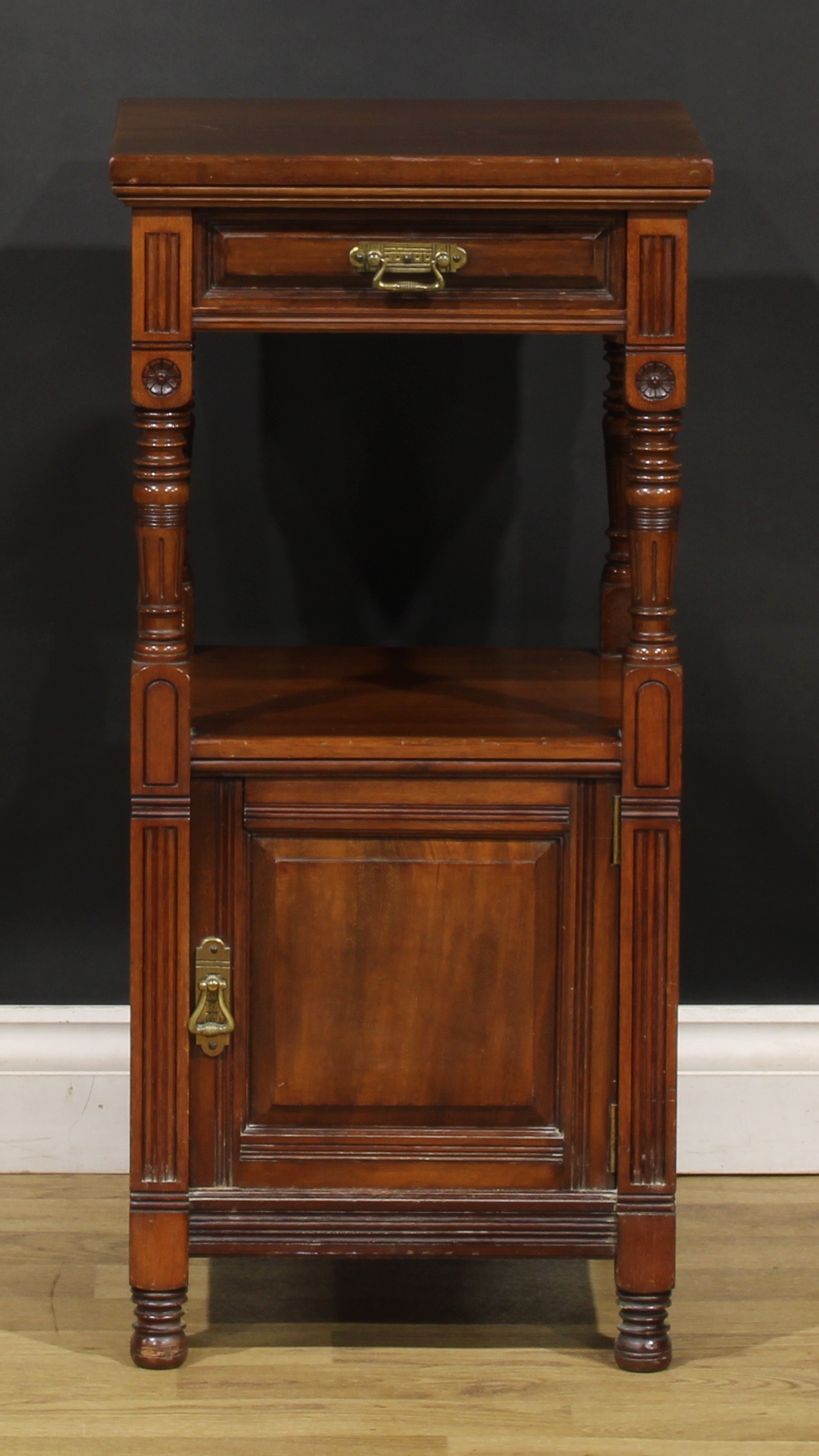 An Aesthetic Movement walnut bedroom cabinet, by Gillows of Lancaster and London, stamped L14946, - Image 2 of 7