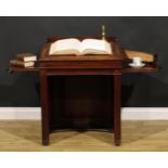 A 19th century mahogany architect’s or cartographer’s Davenport desk, hinged top with inset tooled