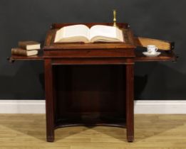 A 19th century mahogany architect’s or cartographer’s Davenport desk, hinged top with inset tooled