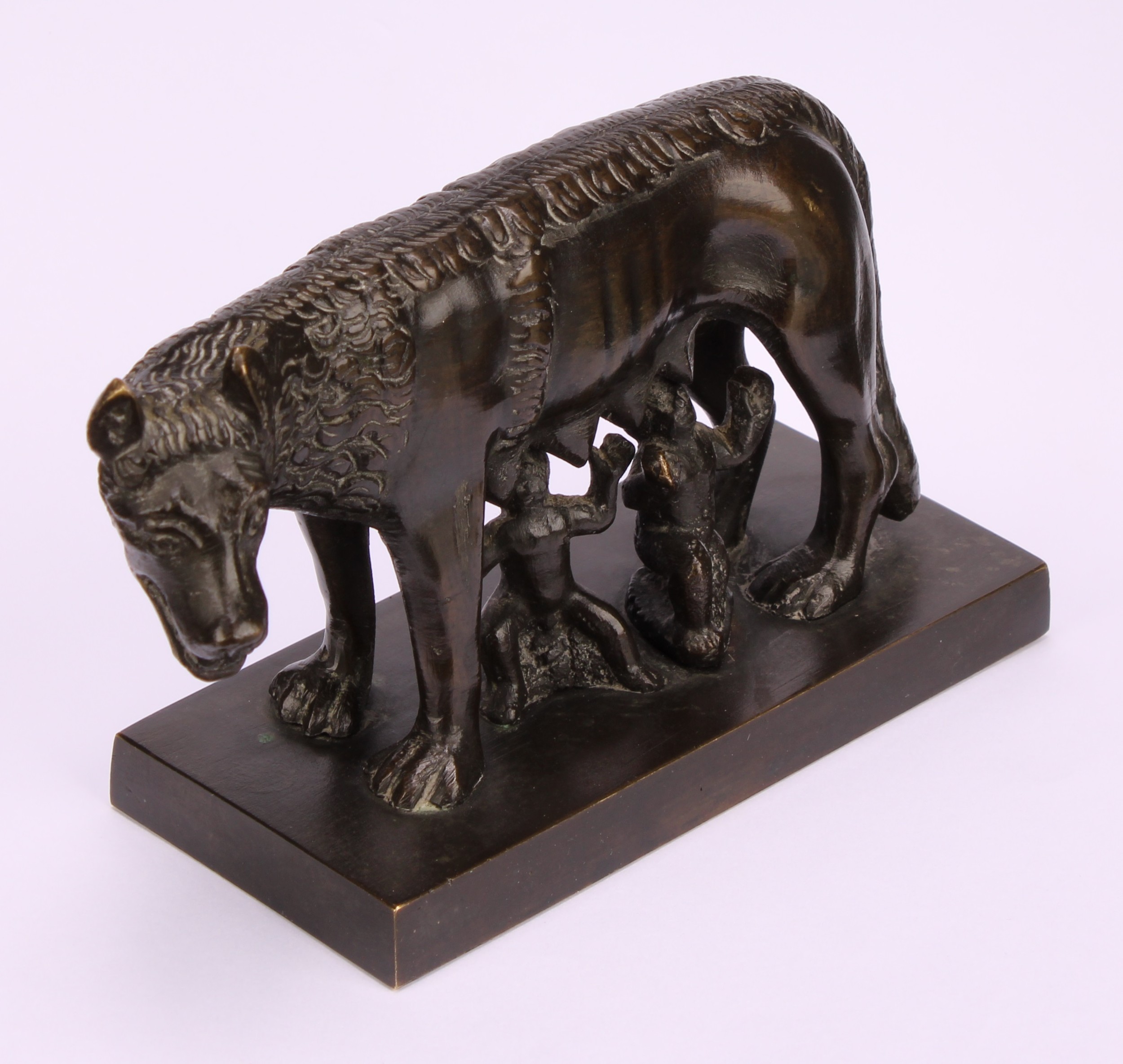 Italian Grand Tour School, early 20th century, a dark patinated bronze, Capitoline Wolf, 13.5cm wide - Image 3 of 4
