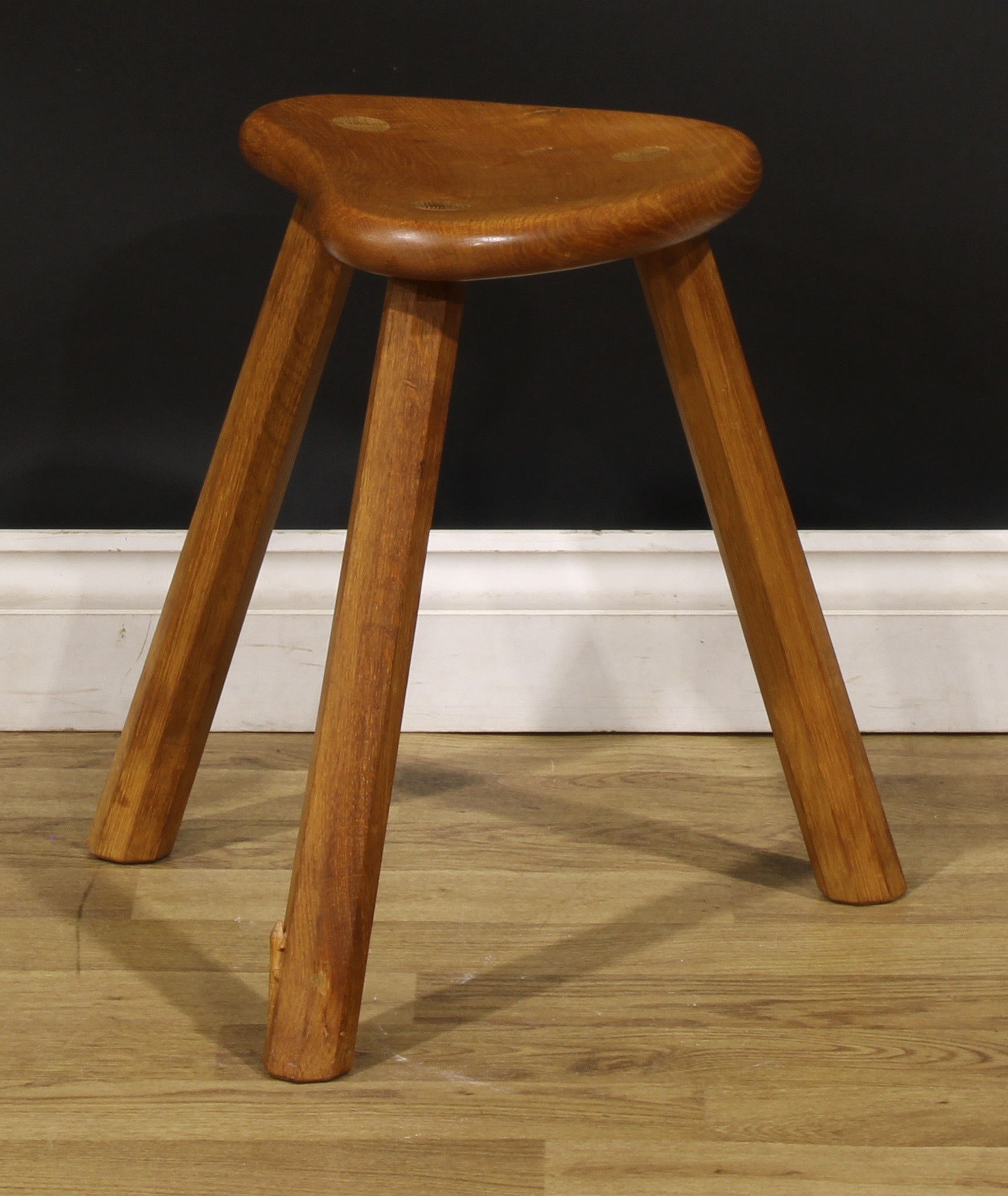 Derek Slater, Lizardman of Crayke, Yorkshire - an oak stool, of staked construction, adzed - Image 3 of 4