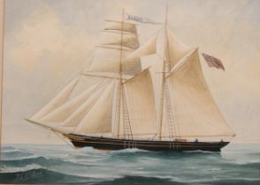 J.S. Willard (early 20th century) Portrait of a Ship, Alarm, Ipswich, signed, watercolour and