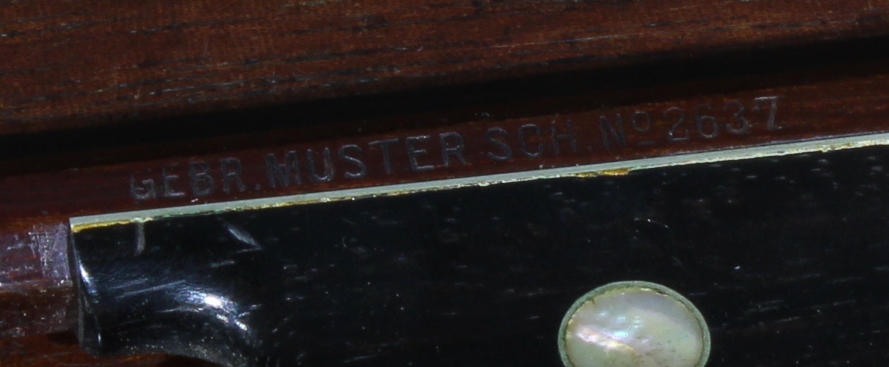 A violin bow, stamped Gebruder Muster Sch, No.2637, 74cm long - Image 2 of 2