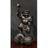 A large Japanese bronze figure, Daikokuten, the syncretic Japanese deity of fortune and wealth, 65cm