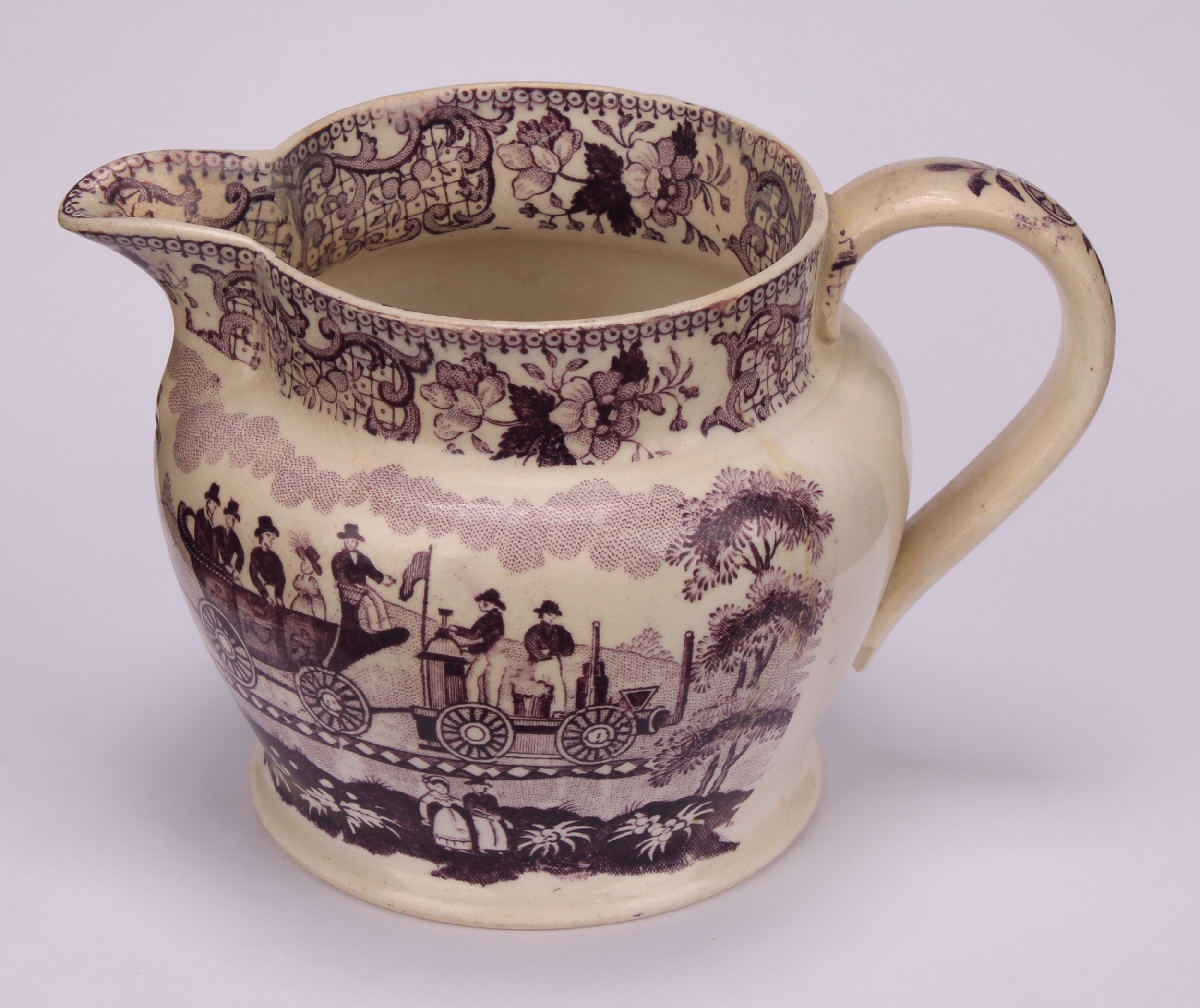 A Liverpool pearlware jug, bat printed in puce with The Entrance To The Manchester to Liverpool - Image 2 of 5