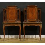 A pair of late 19th century Franglais gilt metal mounted rosewood, kingwood and marquetry pier