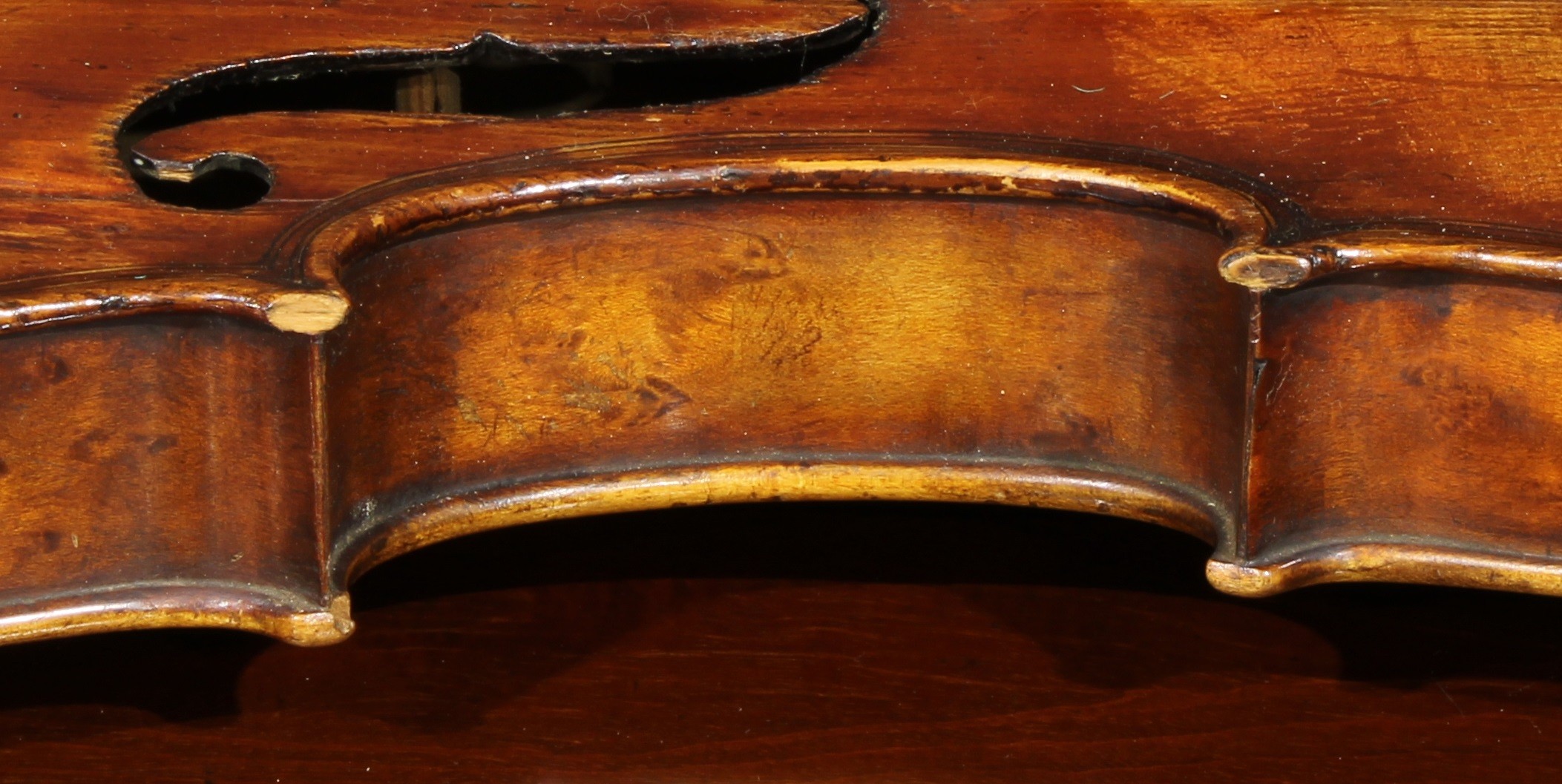 A violin, the two-piece maple back 35.5cm long excluding button, paper label printed Copy of Gio - Image 8 of 14