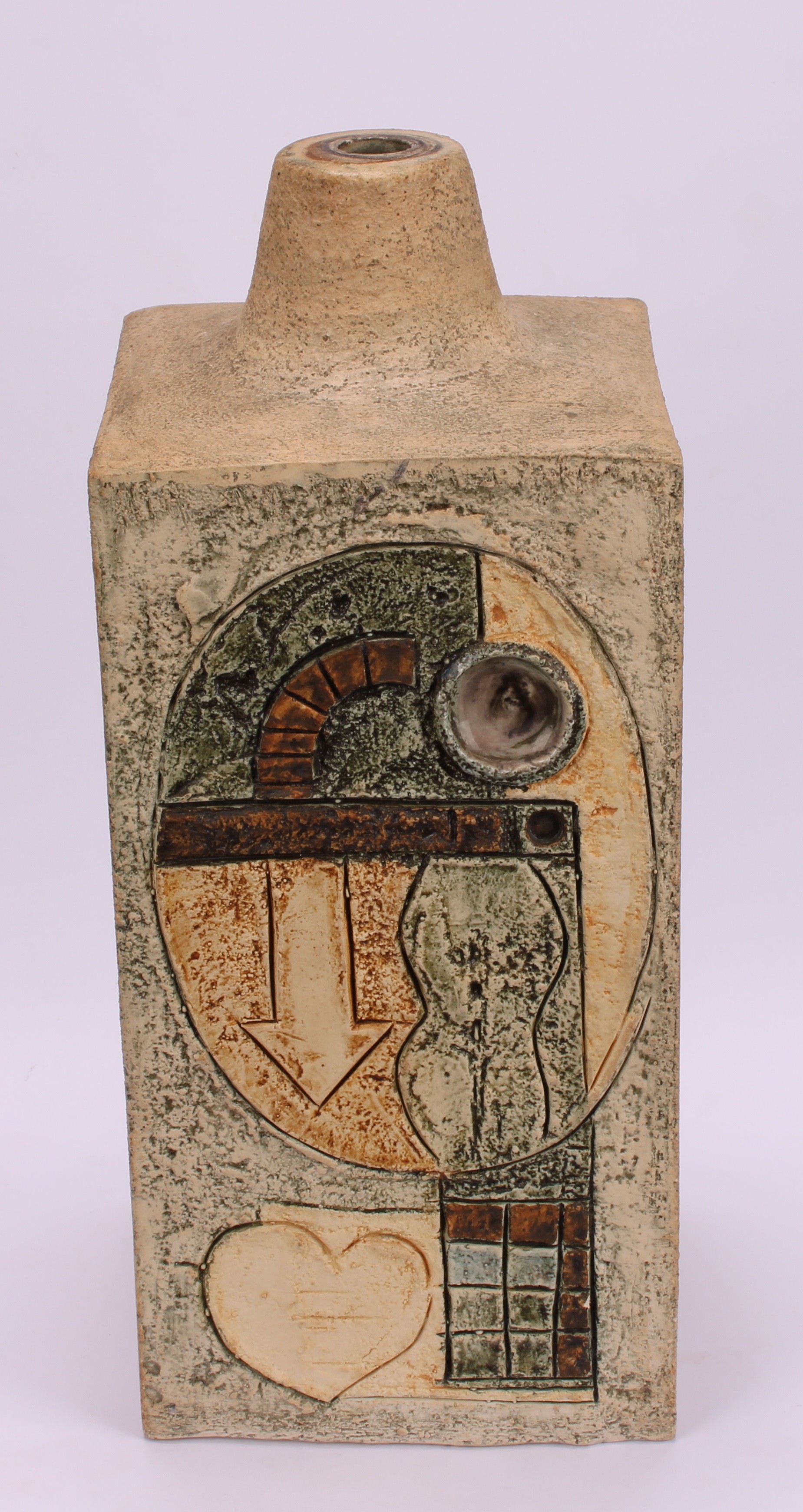 A Troika square lamp base, modelled by Louise Jinks, with geometric motifs, 29cm high, painted - Bild 4 aus 5