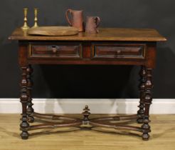 An 18th century French Provincial fruitwood side table, rectangular top with moulded edge above a