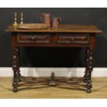 An 18th century French Provincial fruitwood side table, rectangular top with moulded edge above a