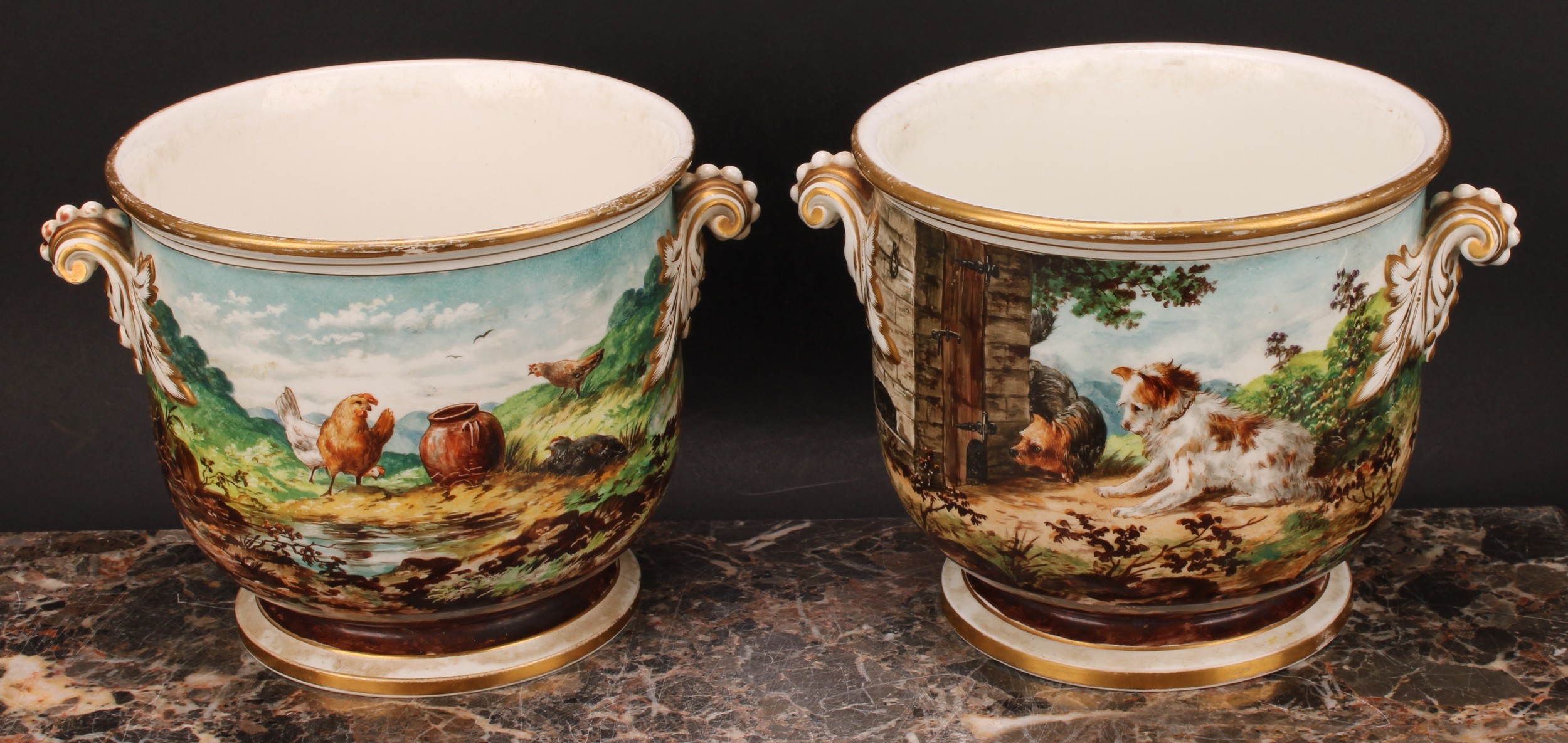 An associated pair of 19th century English porcelain cache pots, Brown-Westhead, Moore & Co., - Image 2 of 14