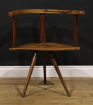 A 19th century primitive and vernacular indigenous timber cricket-form hedge or famine chair,