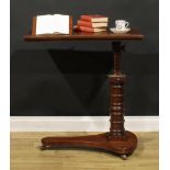 A Victorian walnut and mahogany adjustable reading stand or duet music table, rectangular top