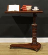 A Victorian walnut and mahogany adjustable reading stand or duet music table, rectangular top