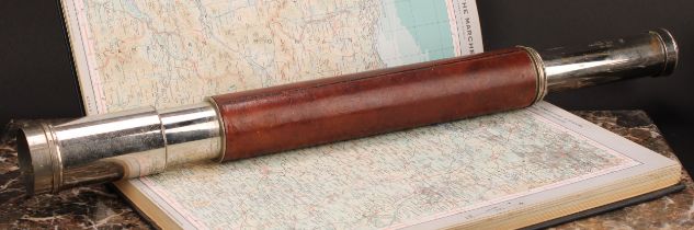 A leather bound military telescope, CKC Pattern 373 No.1021, broad arrow mark, extending to 67cm