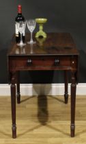 A George III mahogany Pembroke table, rounded rectangular top with channelled edge and fall leaves