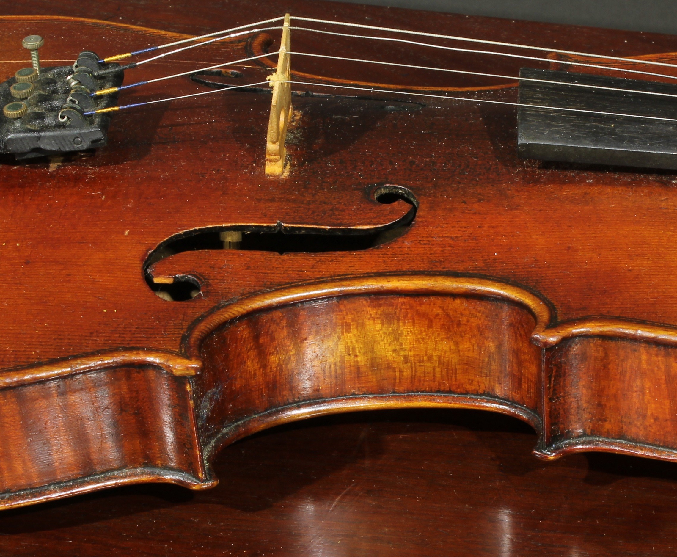 A violin, the two-piece back 36cm long excluding button, Stradiuarius 1721 label, ebonised tuning - Image 7 of 10