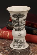 A Worcester 'The Milking Scene' No. 1 trumpet shaped vase, printed in monochrome with an engraving