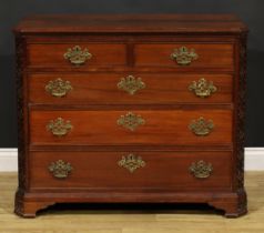 A 19th century Chippendale Revival chest, canted rectangular top above two short and three long