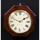 A 19th century flame mahogany hexagonal wall timepiece, 29.5cm painted clock dial inscribed J.F.