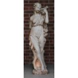 An 18th century style composite garden statue, emblematic of summer, 143cm high