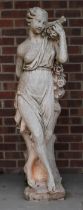 An 18th century style composite garden statue, emblematic of summer, 143cm high