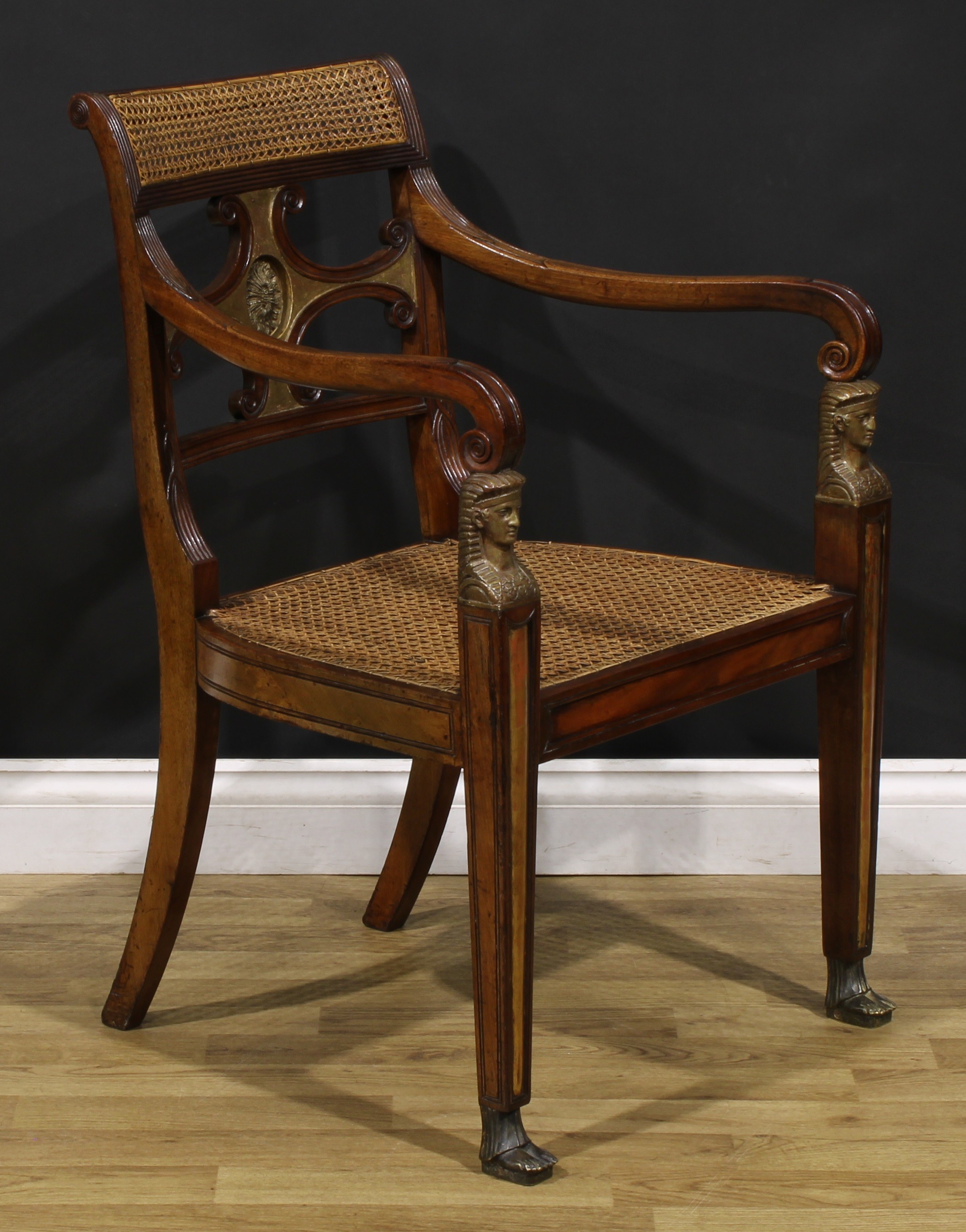 An interesting early 19th century parcel-gilt mahogany elbow chair, reputedly once belonging to - Image 2 of 5