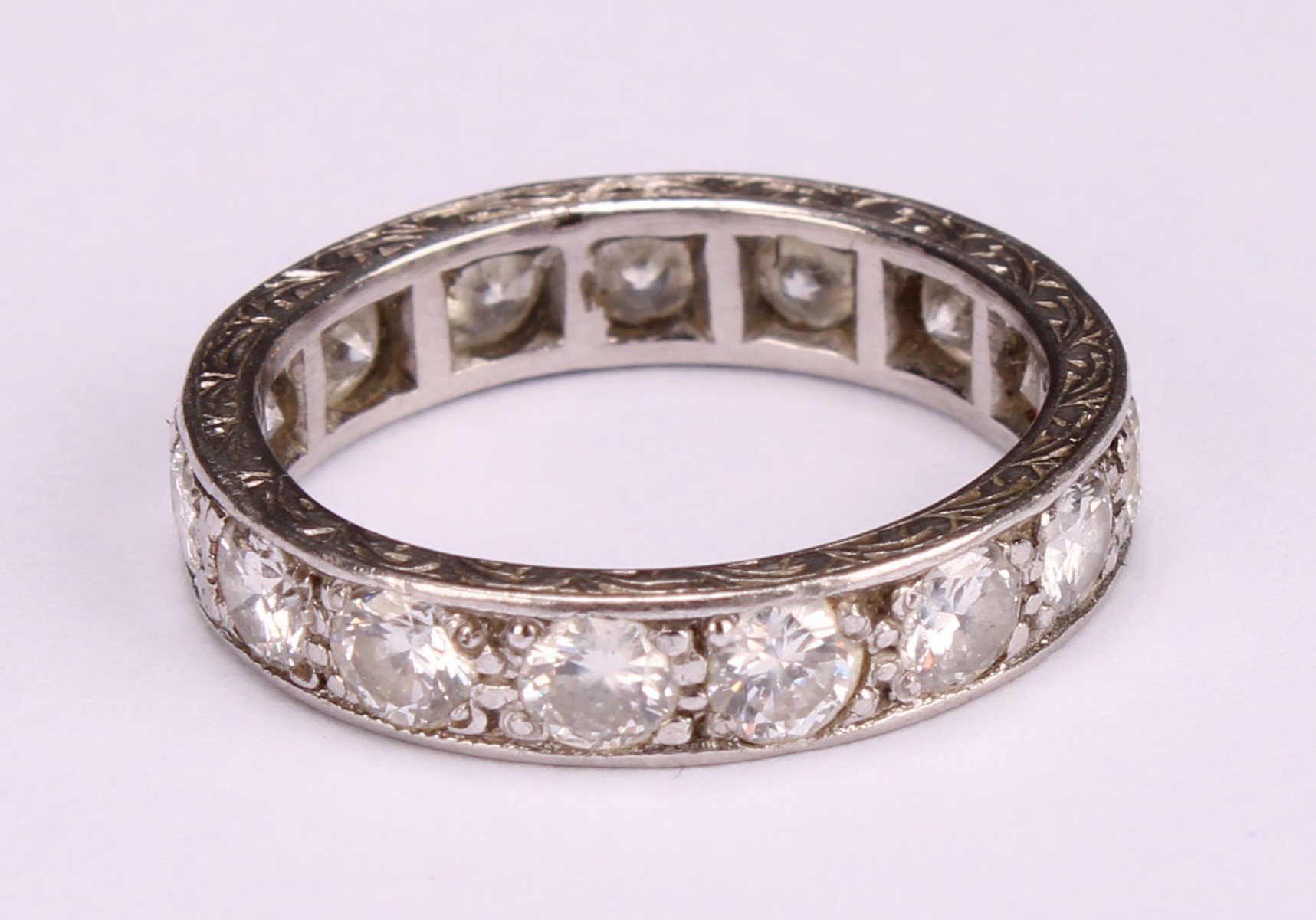 A diamond and platinum full eternity ring, the 15 round brilliant cut stones pave set, 1.5ct - Image 3 of 5